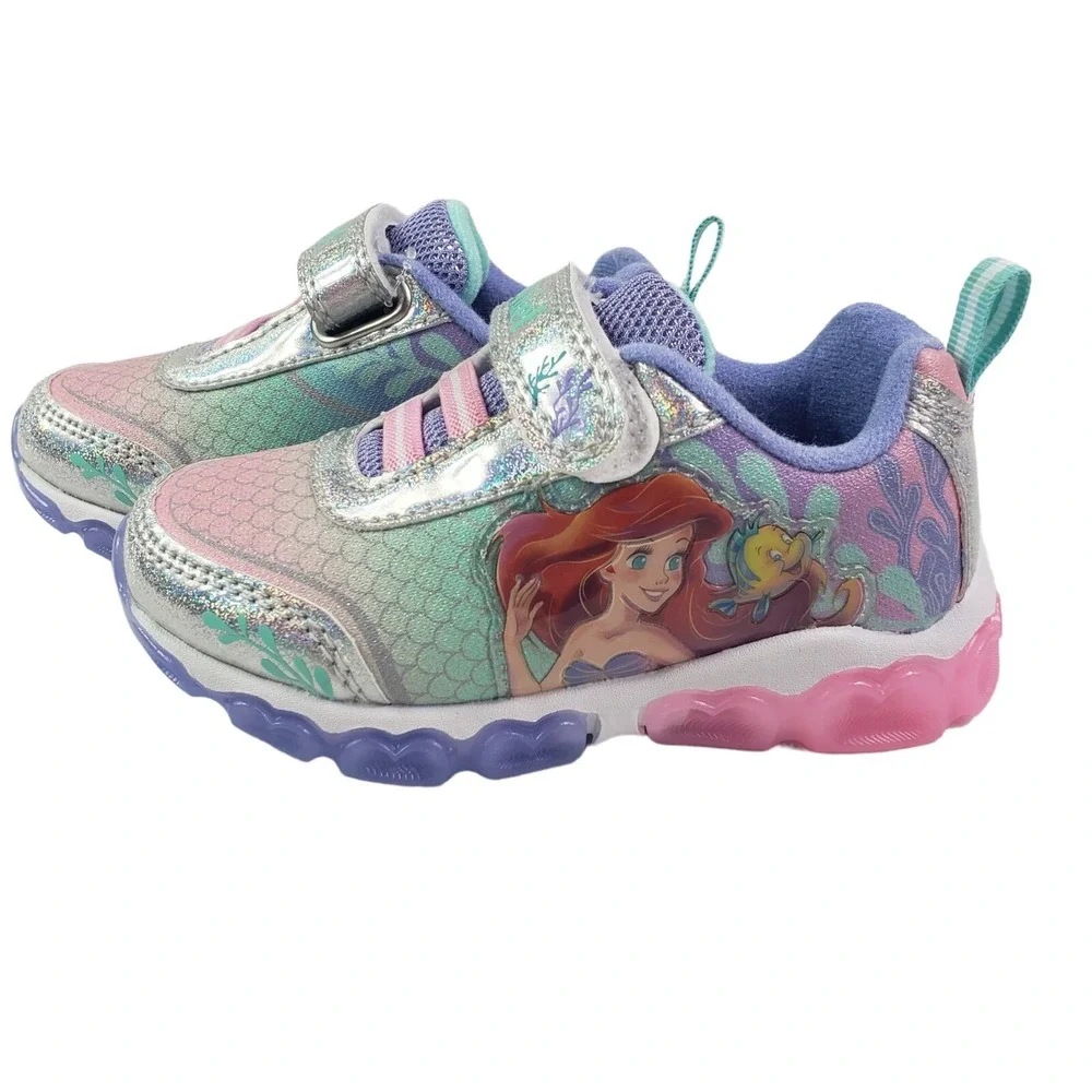Disney Girls' Mermaid Shoes - Laceless LED Light Up Shoes Pink Size 6 (15cm) New